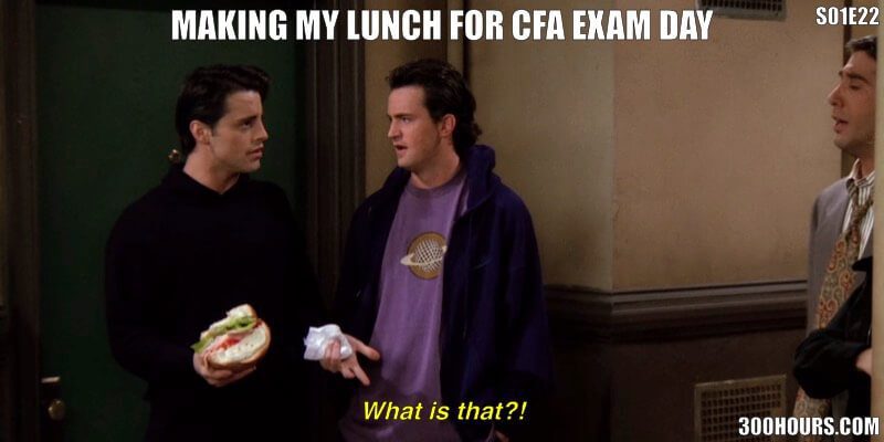 CFA® Exam Meme Challenge: Memefying Every Friends Episode in Season 1 28 CFA Friends Meme: Preparing for CFA exam day - bring your own lunch