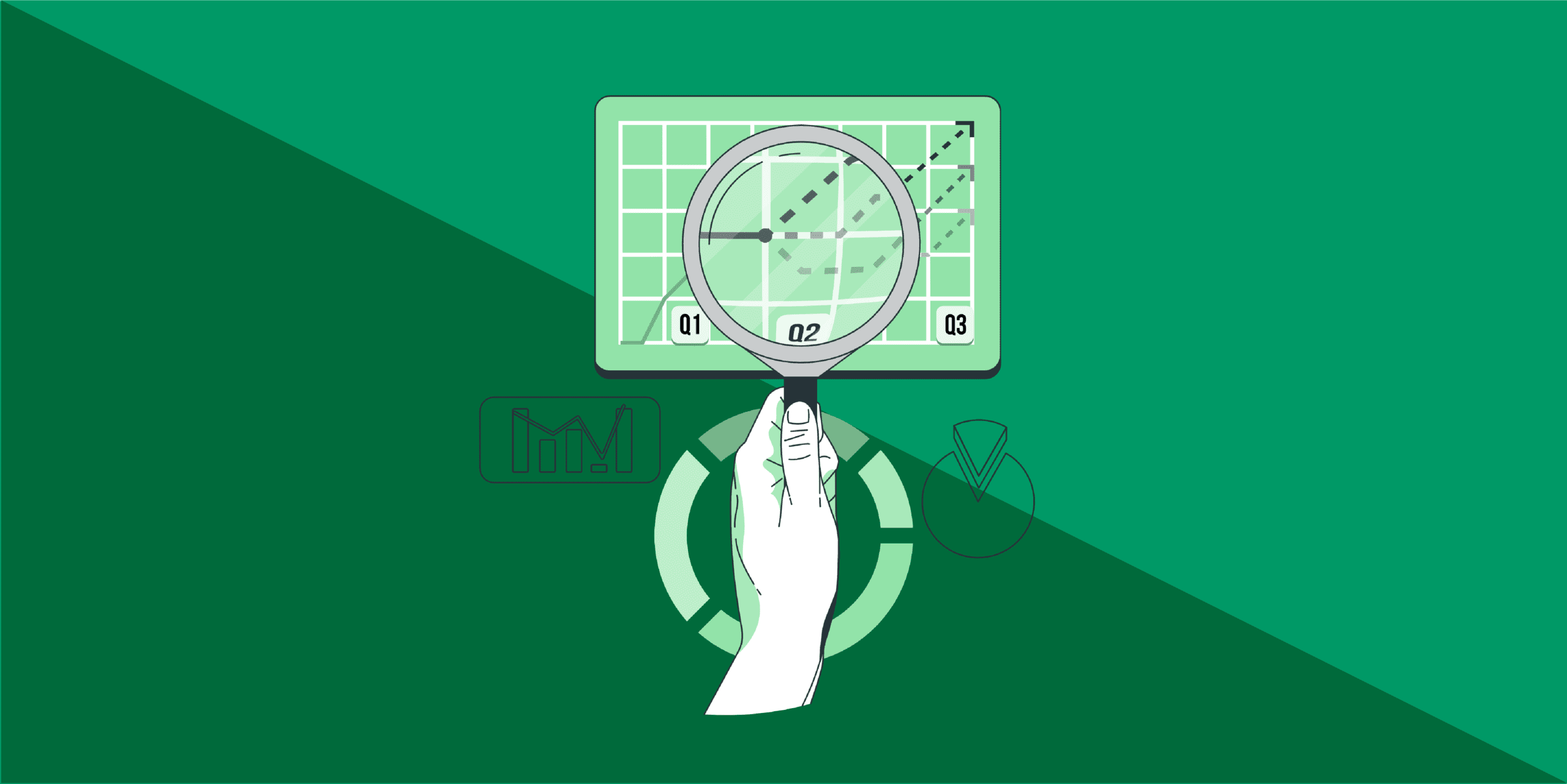 search magnifying glass data chart analyze